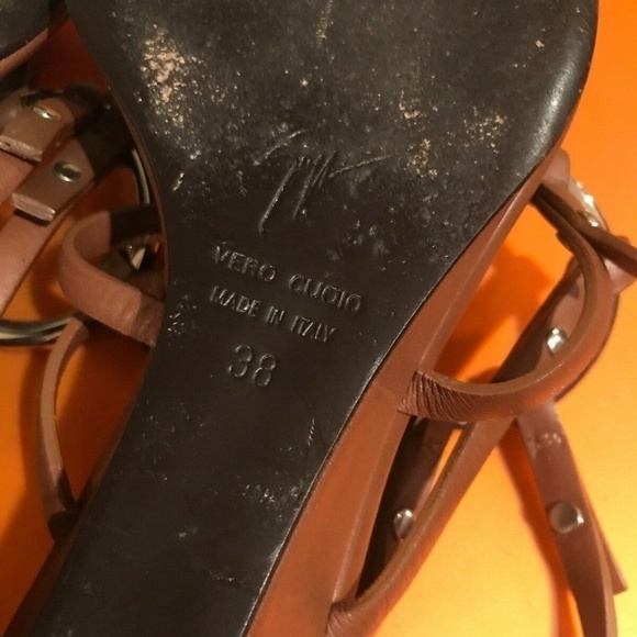 Giuseppe Zanotti Sz 38 Brown Low Wedge Sandals - Picture 11 of 12
